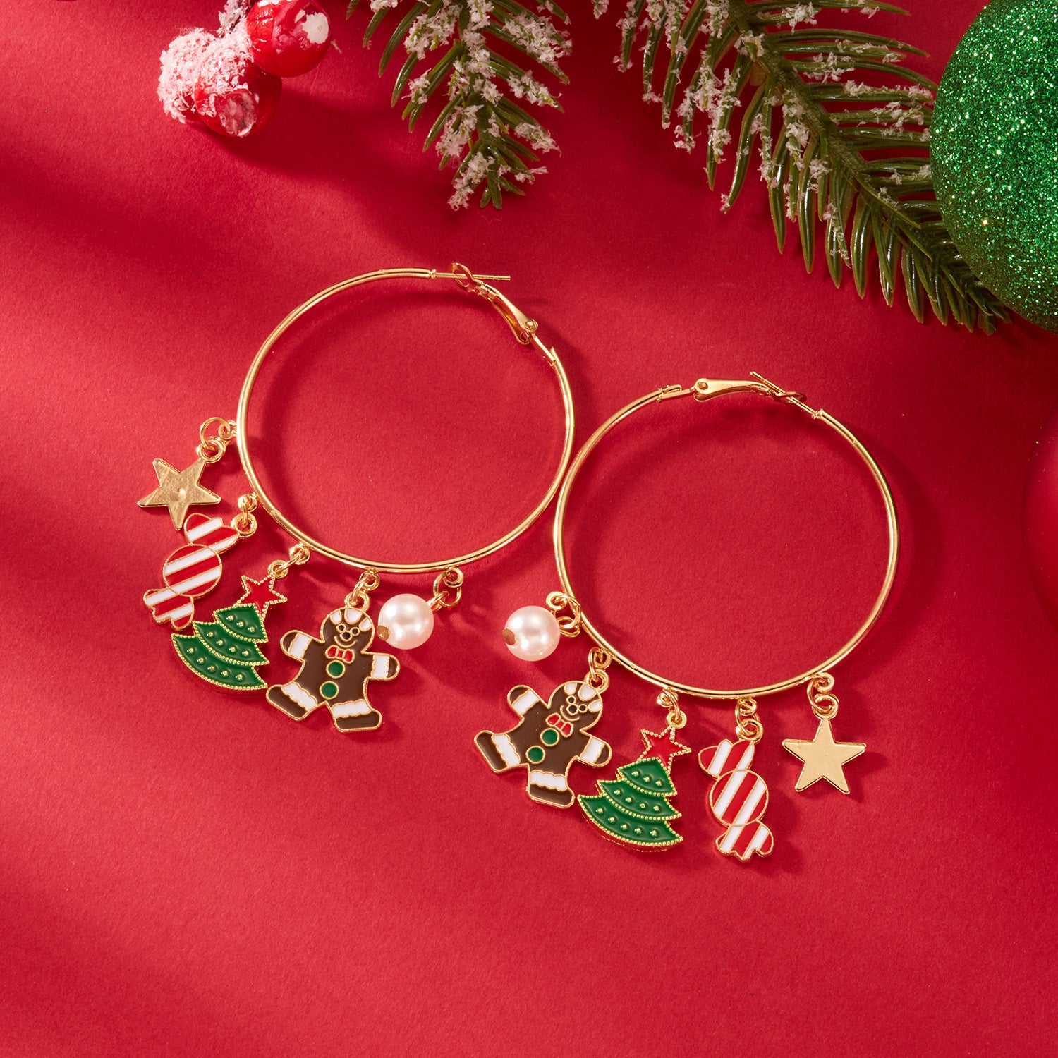 Wholesale New Christmas earrings for women all-match holiday Christmas gingerbread man cane earrings